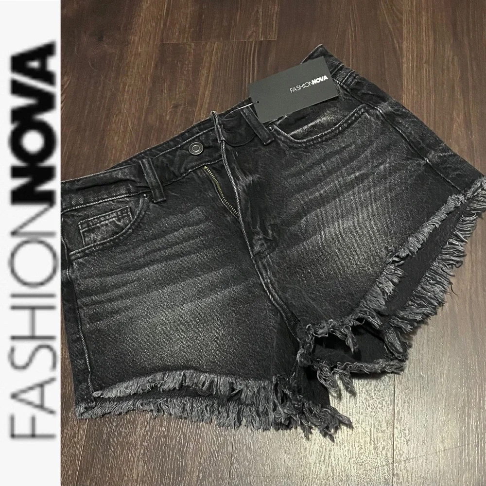 Woman’s High Cut Cheeky Super Frayed Hem Fashion Nova Jean Shorts - Picture 2 of 9